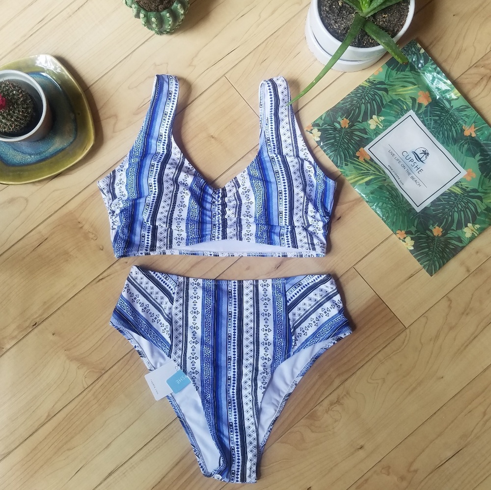 Cupshe geometric tribal print high waist bikini